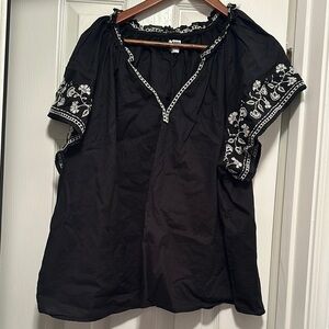 4/$15 Black Embroidered Women's Top